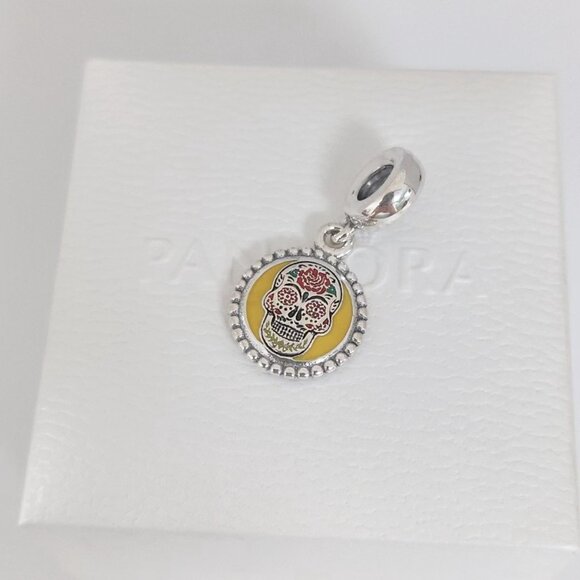 Pandora Mexico Day of the Dead Colorful Skull Dangle Charm S925 Silver with box - Picture 7 of 9